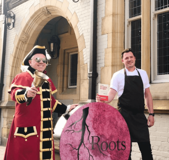 Roots York - Chef Tommy Banks with York Town Cryer