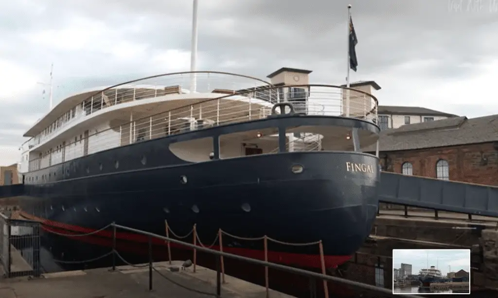 Royal Yacht Enterprises' floating hotel "The Fingal" at Alexander Dock, Edinburgh, Scotland