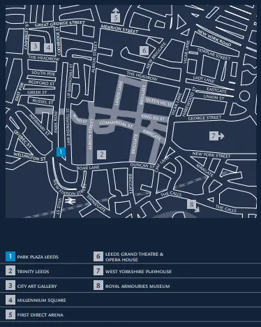 Park Plaza Leeds location map with Leeds Tourist attractions. 