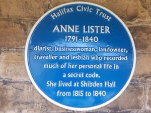 The Anne Lister blue plaque at Shibden Hall