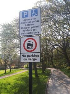 Disabled parking next to Shibden Hall