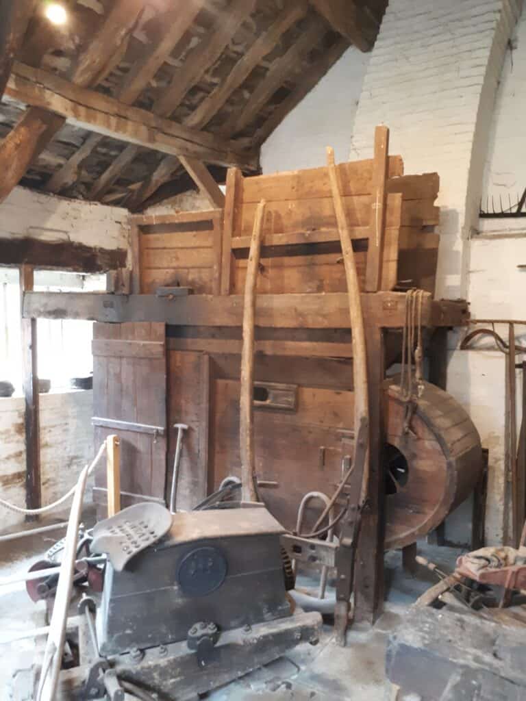 At Shibden Hall Museum - From the early 1800s,  a Threshing  Machine was used for separating the components of wheat and barley