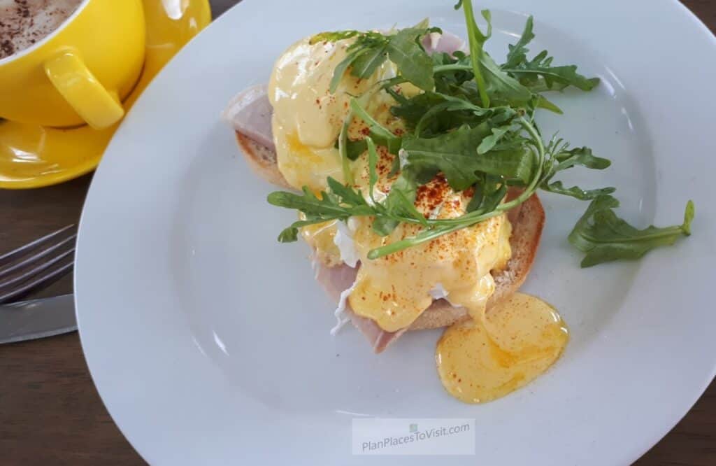 Eggs Benedict, Creamed Mushrooms Cow Shed Cafe at Fraisthorpe 
