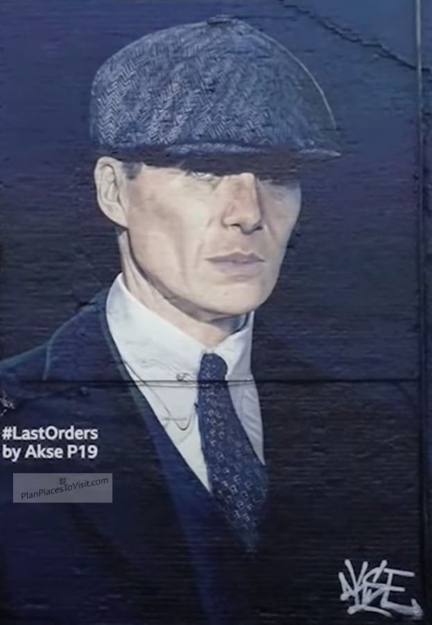 Peaky Blinders Gable End Artwork at Digbeth Court, Birmingham. Artwork by AKSE - Peaky Blinders Birmingham