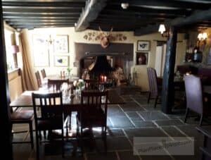 Shibden Mill Inn Restaurant with ancient beams and stone floors