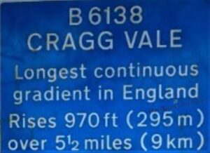 Cragg Vale Road Sign Longest Continuous Gradient in England