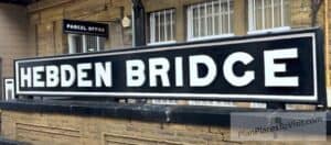 Happy Valley Hebden Bridge Railway Station Sign